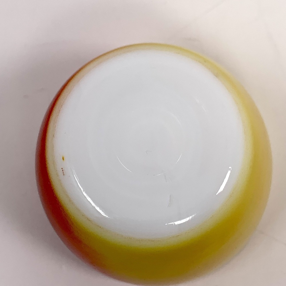 Vintage Hazel Atlas 4" Apple Milk Glass Jam Jar With Lid - Red and Yellow - Picture 10 of 12